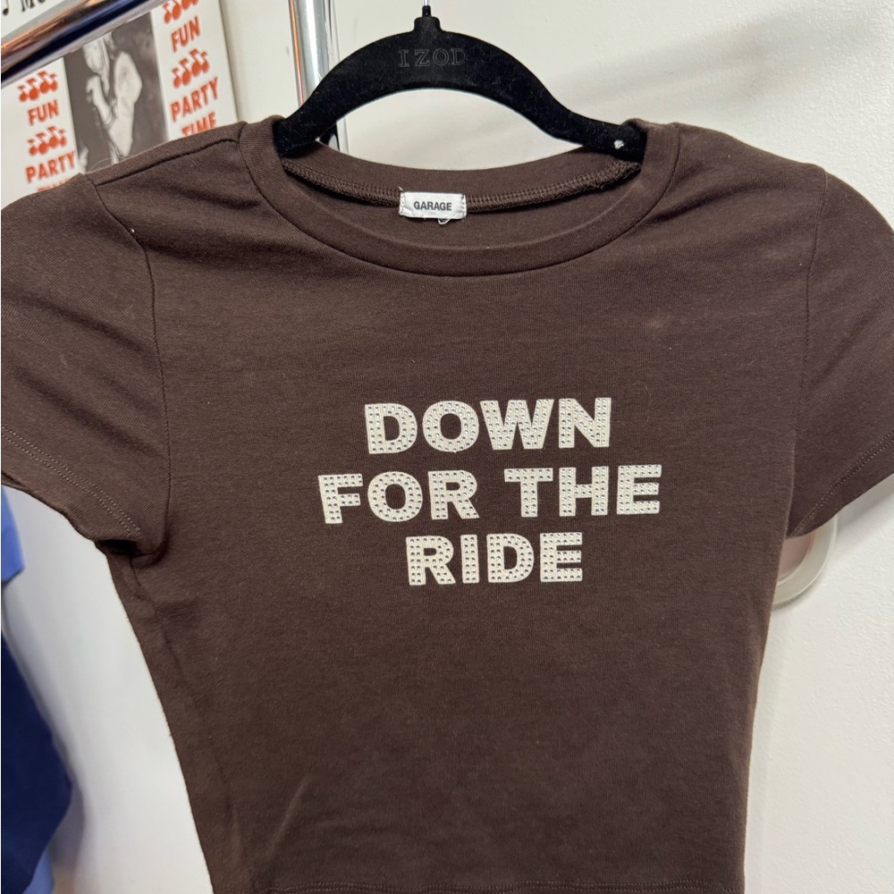 Garage Chocolate Brown Slogan Tee